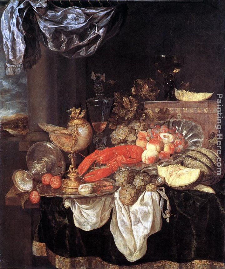 Large Still-life with Lobster painting - Abraham van Beyeren Large Still-life with Lobster art painting